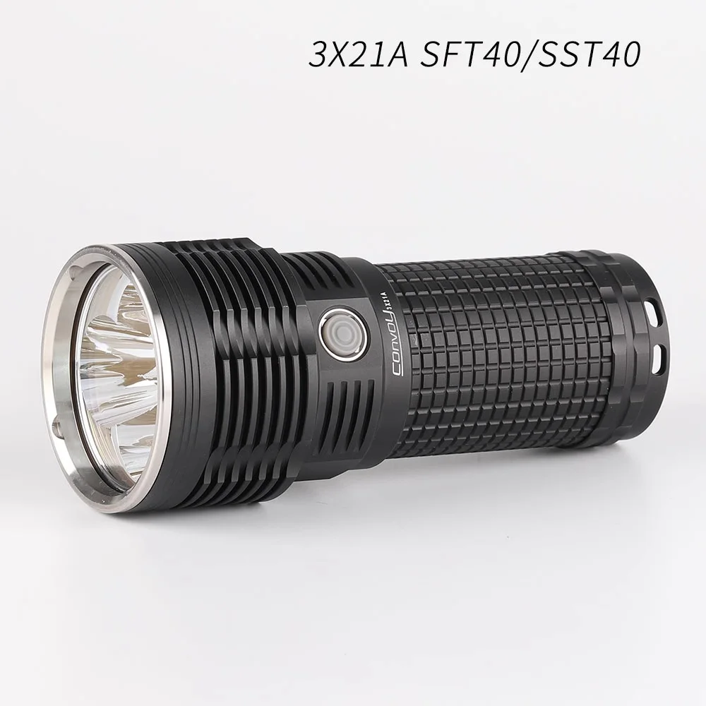 Convoy 3X21A  SST40 Powerful LED Flashlight 6800lm Range1000m Searchlight Lights by 3PCS 21700 Battery for Camping,Hiking,Search