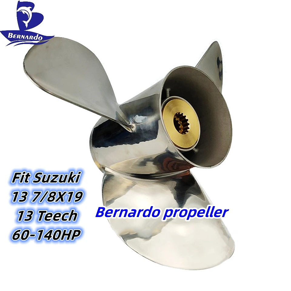 Bernardo Propeller 13 7/8X19 Fit Suzuki Outboard Engines DF60 DT75 DT85 DT140 Stainless Steel 13 Tooth Spline RH 58200-92J60-000