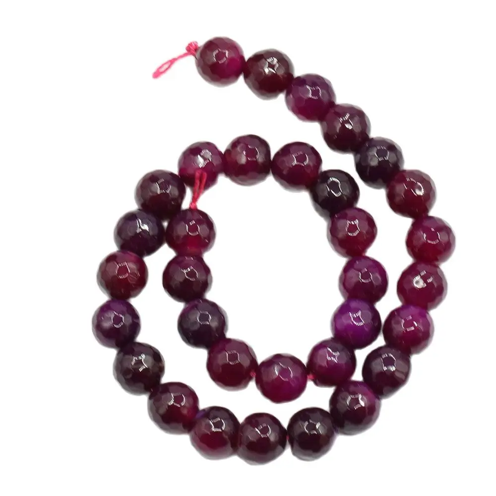 

APDGG 12MM Natural Purple Rose Agate Round Faceted Beads Gemstone 15" Strand For Necklace Bracelet Jewelry Making DIY