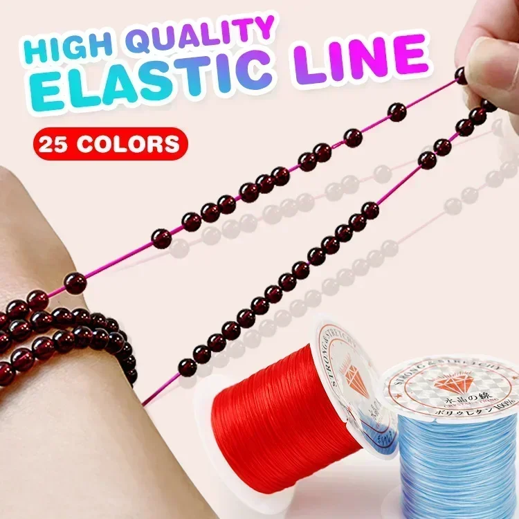 100 M/rollo de cordón elástico fuerte para cuentas de cristal, 1mm para pulseras, hilo elástico, collar, joyería DIY, línea de cordones