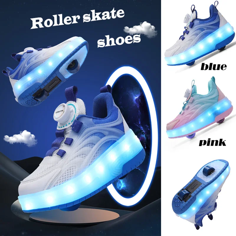 Children's roller skates Outdoor detachable  sports shoes High quality roller skates with light flash shoes Size 30-40