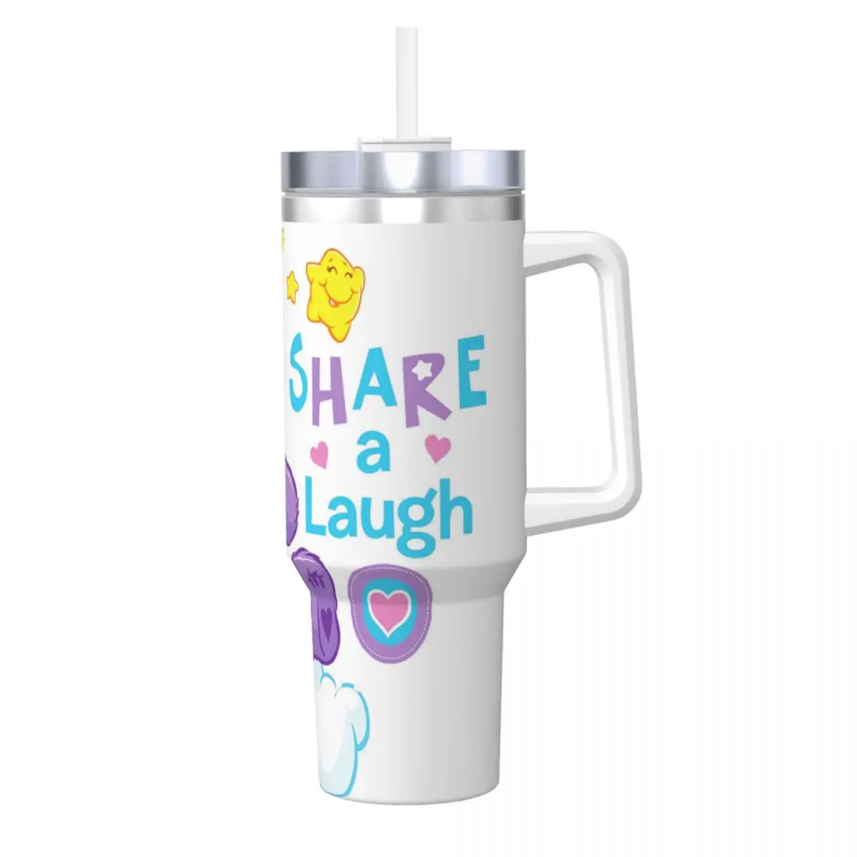 Care Bears Share A Laugh Tumbler Cold and Hot Water Bottle Heat Preservation Stainless Steel Thermal Mug Design Beach Mugs Cup