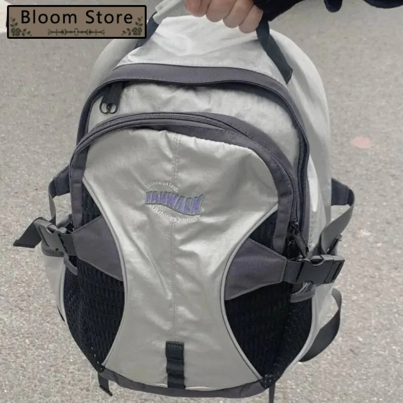 

Vintage Letter Streetwear Trendy Y2k Women's Bags Men Outdoor Casual Travel Backpack Students High-Capacity Patchwork Schoolbags
