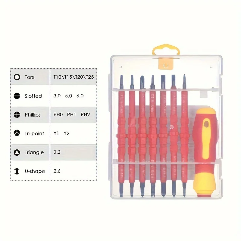 1 Set 7 In 1 500V Changeable Insulated Screwdrivers Set, With Magnetic Phillips And Slotted Bits, Electrician Tools Kit