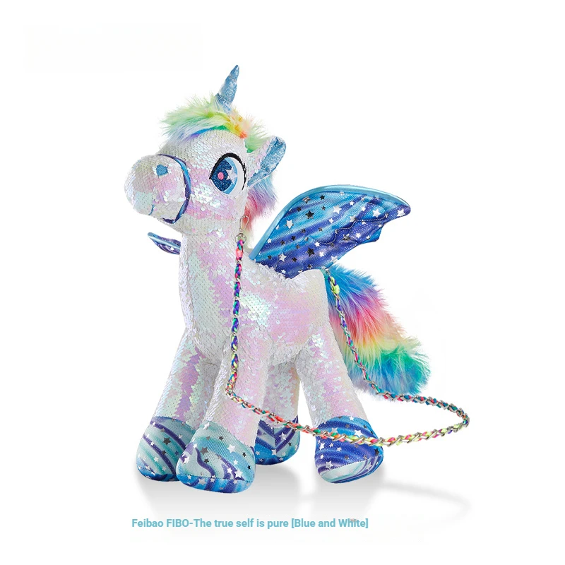 حقيبة كروس من القطيفة على شكل وحيد القرن مزينة بالترتر للأطفال هدية عيد ميلاد أنيقة للفتيات من Mochilas Mujer موضوع حيوان لطيف