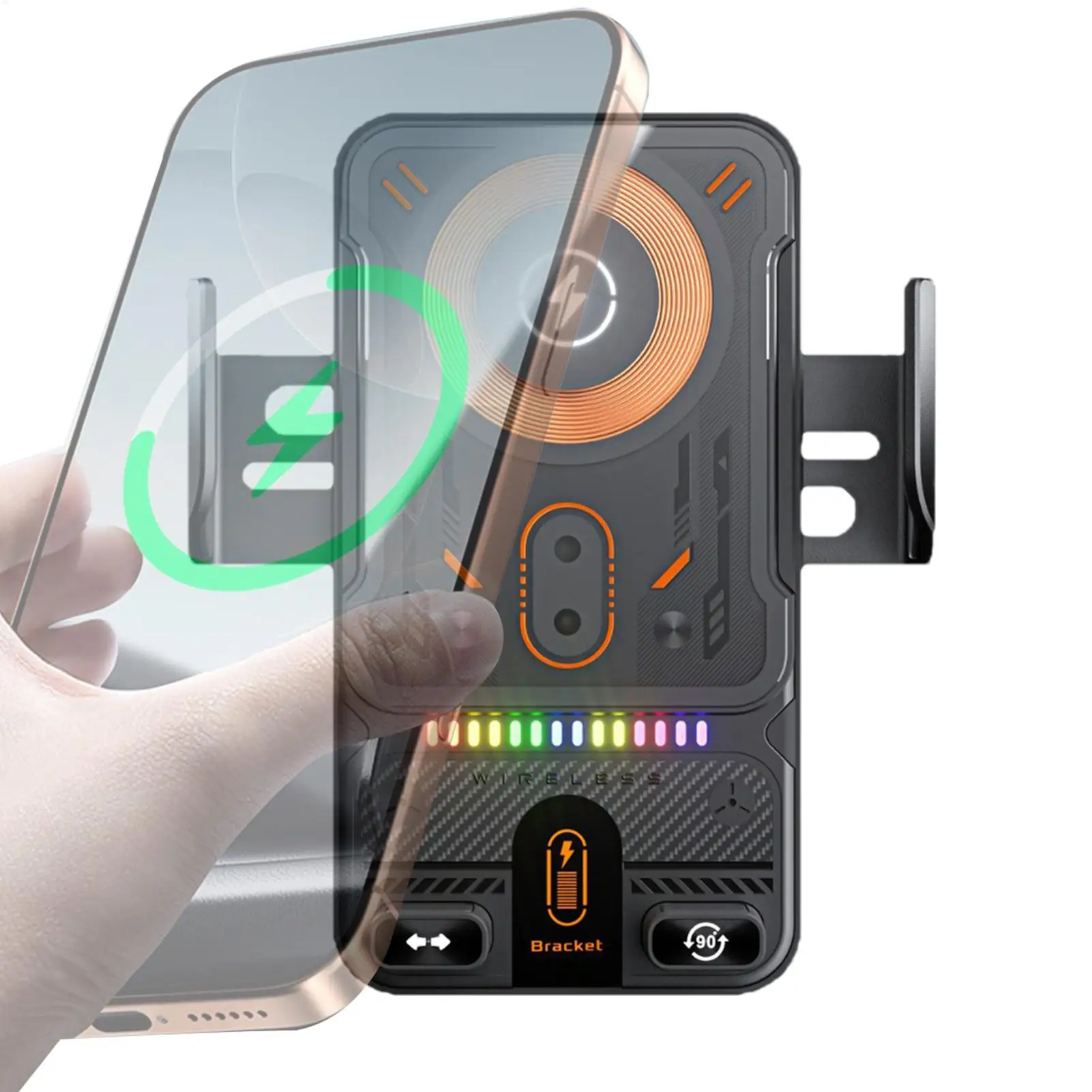 Car Wireless Charger Mount 15W Fast Charging Navigation Bracket Auto Clamping Car Phone Holder Mount for Music Control Video