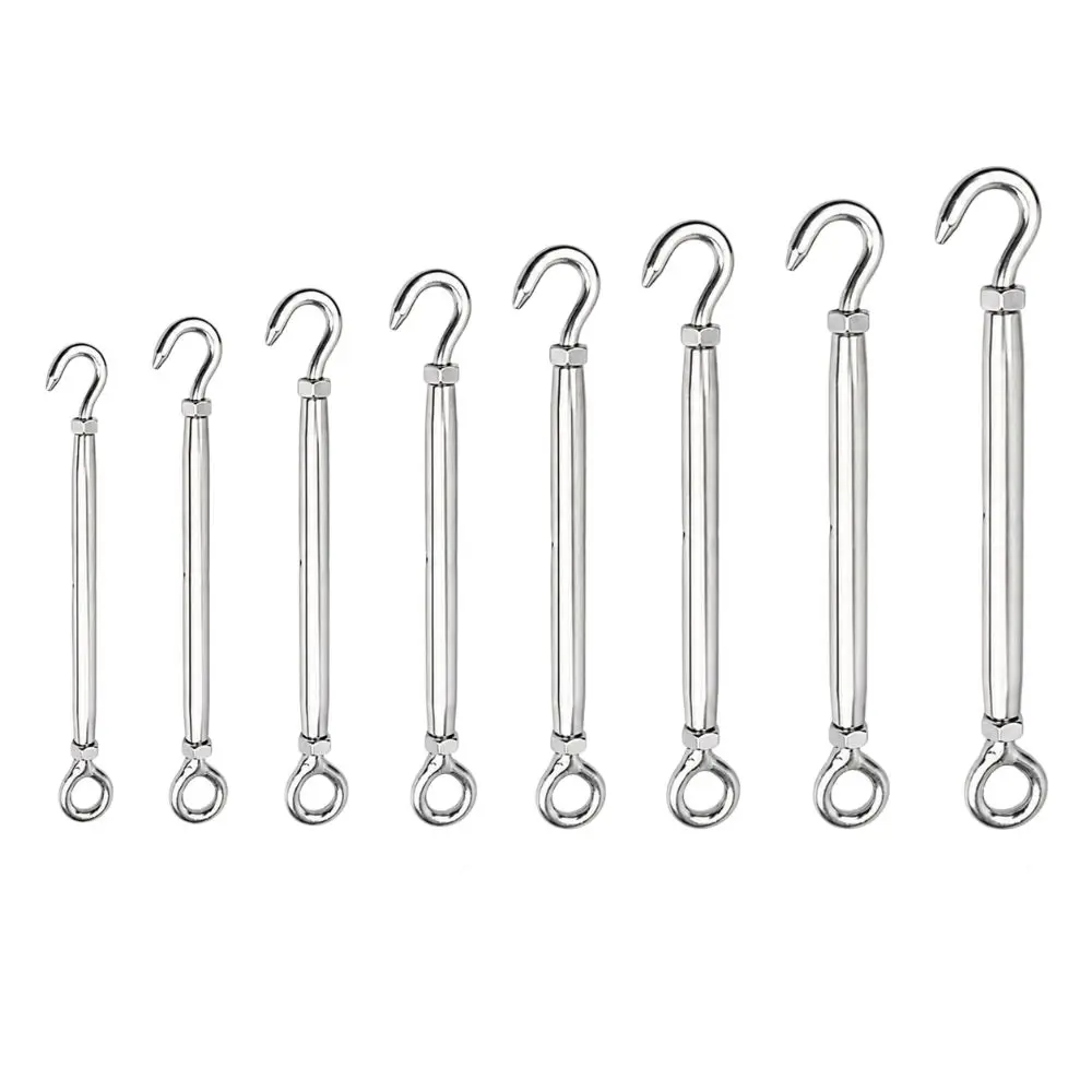 304 Stainless Steel Hooks&Eye Close Type Turnbuckle Adjustable Sturdy Wire Rope Tensioner M5 M6 M8 M10 M12 M14 M16 M20