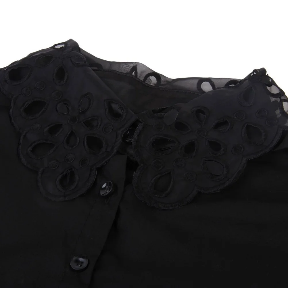 

Floral Lace Detachable Collar for Women Girls Buttons Black Half Shirt Removable False Collar Fashion Accessory