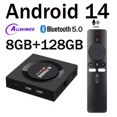 Q96 H-THINK Box M100 Android 14 TV Box iptv 4K 8K Ultra HD 8GB 128GB WiFi 4G 5G Voice remote Media player Android allwinner 4g