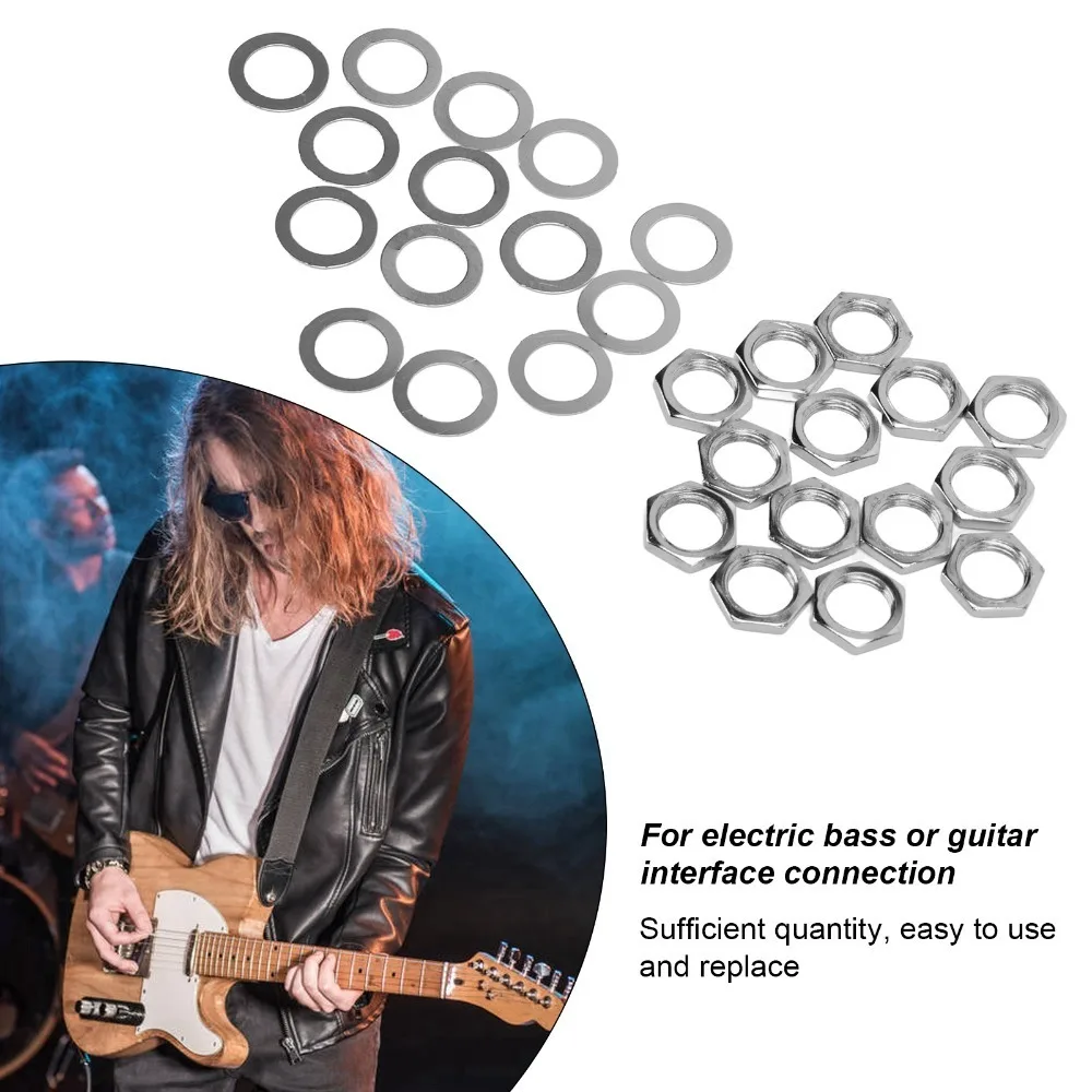 M9 Female Thread​ Guitar Jack Nut Washer​ ​Black/Silver/Gold ​Replacement Parts ​Potentiometer Nut Kit​ Fastener Kit​
