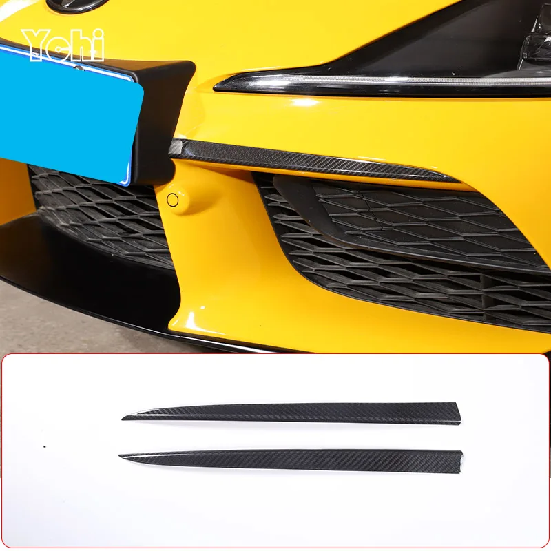 

Real Carbon Fiber Car Front Fog Lights Lamp Eyelid Eyebrows Strips Cover Trim Accessories For Toyota GR Supra A90 2019-2022