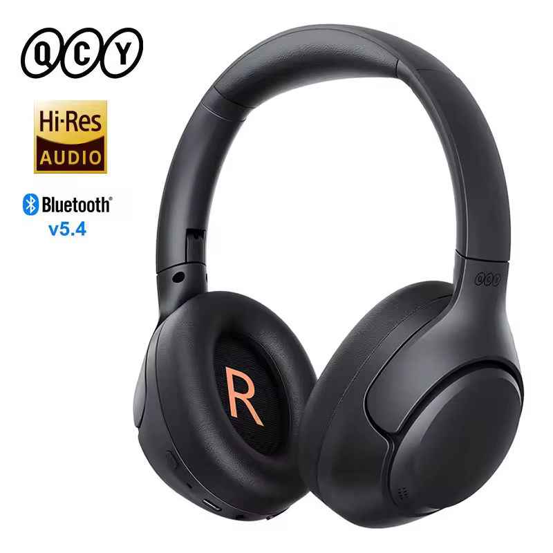 QCY-auriculares inalámbricos H3 ANC, cascos por encima de la oreja con Bluetooth 5,4, Audio de alta resolución, 43dB, híbridos, cancelación activa de ruido, 60H
