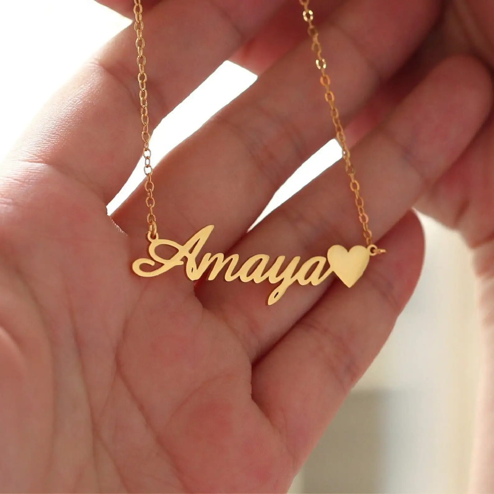 

Custom Stainless Steel Name Necklace Heart Personalized Necklace Choker For Women Fashion Jewelry