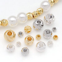 20pcs 18K Real Gold Plated Brass Beads, Striped Cut Flower Beads Loose Beads For DIY Bracelet Necklace Jewelry Making Accessory