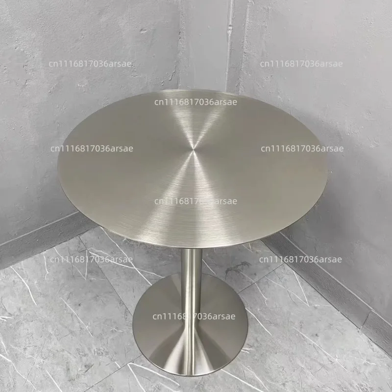 Industrial Style Stainless Steel Dining Table, Round/Square Coffee Shop Table For Cafe & Dessert Bar