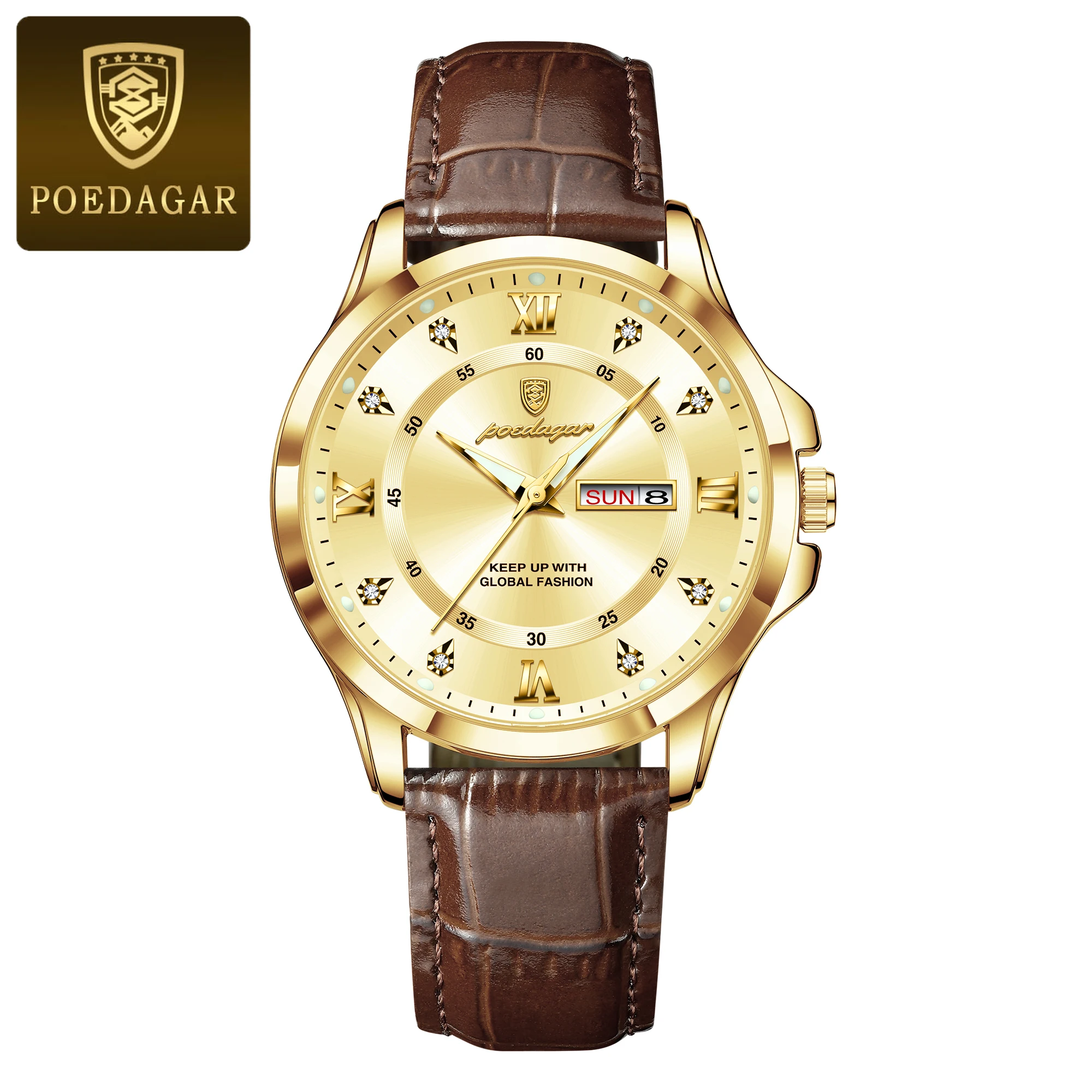 Men's Waterproof Luminous Date Week Business Watch