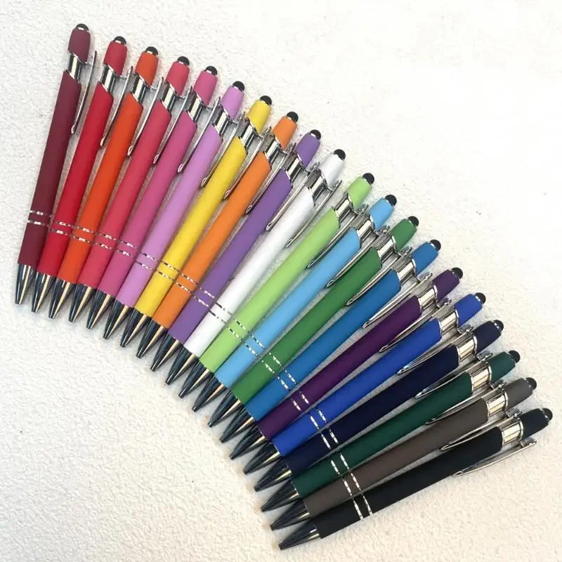 10/20Pcs Random Color Ballpoint Pens Retractable Multipack 2 In 1 Pens Set With Stylus Tip Black Ink Funny Pens For Work