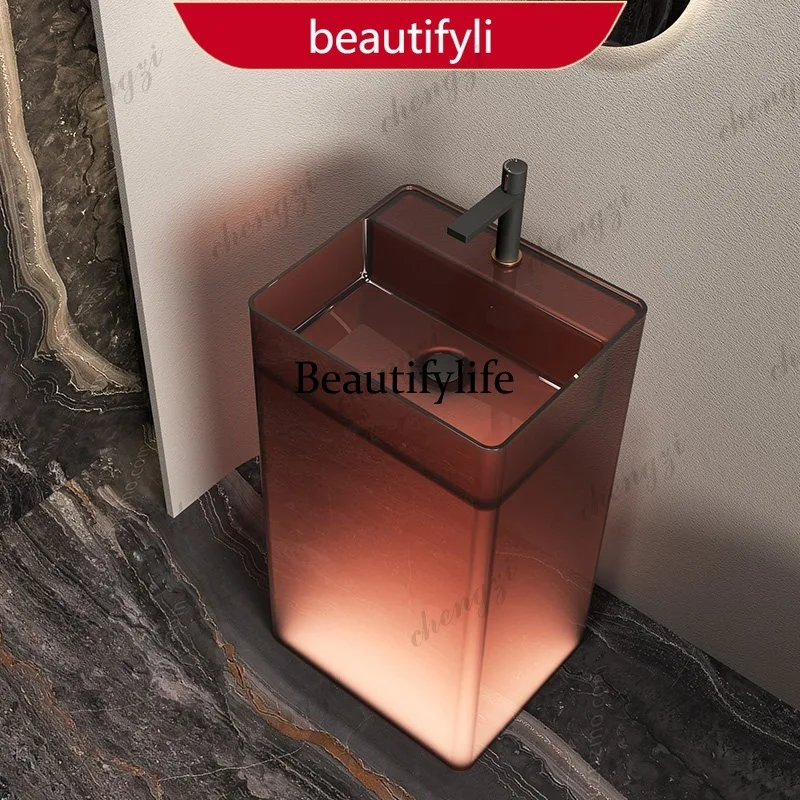 Column basin Transparent color floor wash basin Square resin wash basin  A17