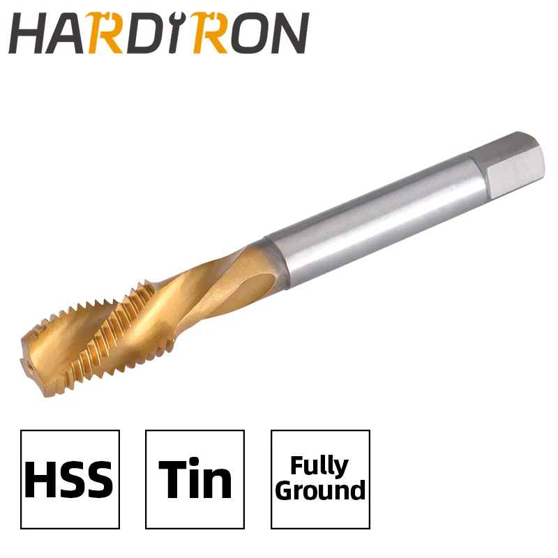 Hardiron M12x1 Spiral Flute Tap, HSS Titanium coating M12x1 Spiral Flute Plug Threading Tap