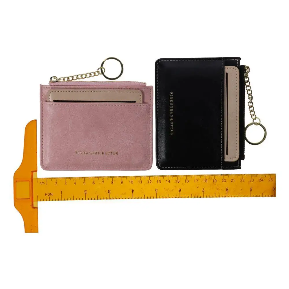 حقيبة بطاقات محفظة مزدوجة الأغراض قابلة للإزالة، محفظة متعددة الوظائف وبسيطة بسلسلة مفاتيح للنساء والرجال