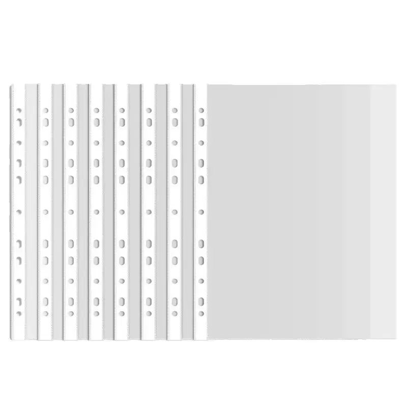 100Pcs A4 11 Hole Clear Binder Inserts Transparent Page Protectors for Document Organizer