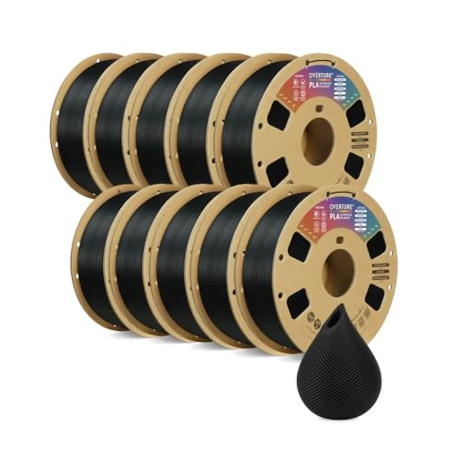 

3D printing application PLA material black color neatly wound spools with 0.02 mm dimensional accuracy and 10-pack bundle for F