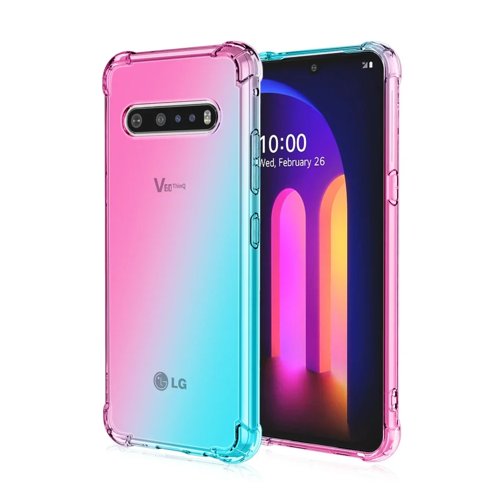 For LG V60 THINQ Stylo 7 K92 5G K62 K52 K42 Q52 Plus Velvet K41S K40S K50 Q60 G9 Gradient Half Rainbow Airbag Shockproof Funda