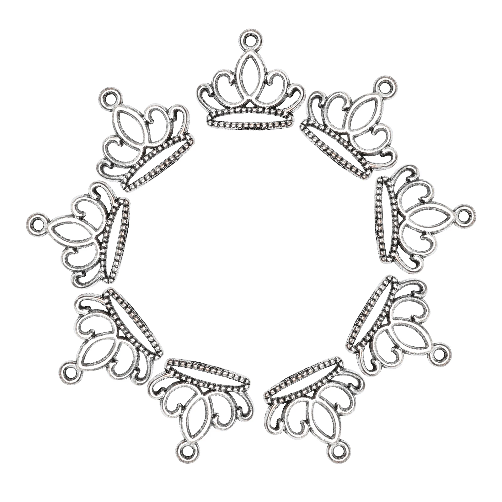 

20pcs Pendant Alloy Ancient Silver Bracelet Necklace Accessory DIY Crown Shaped Jewelry Crown-Shaped Pendant Making Crafts