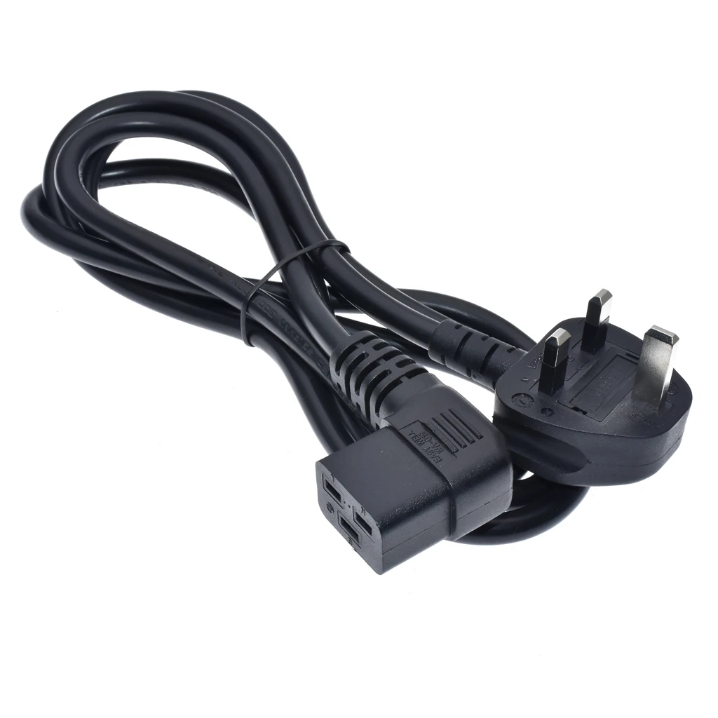 UK BS1363 Plug to Right Angle IEC 60320 C19 Female Extension Cord For UPS PDU, Connected To C20 AC Power Cable Adapter Lead Cord