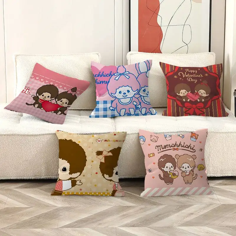 

Popular Logo M-Monchhichi Fashion Pillow Cover Sofa Cushion Cover Home Room Decoration Children Gift