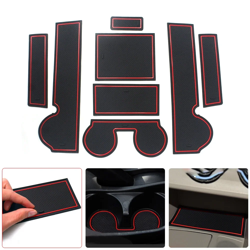 Anti-Slip Mat Car Door Groove Slot Latex Non-Slip Mat Interior Cup Cushion Car-Styling 8pcs For Mitsubishi Lancer EX 2010-2015