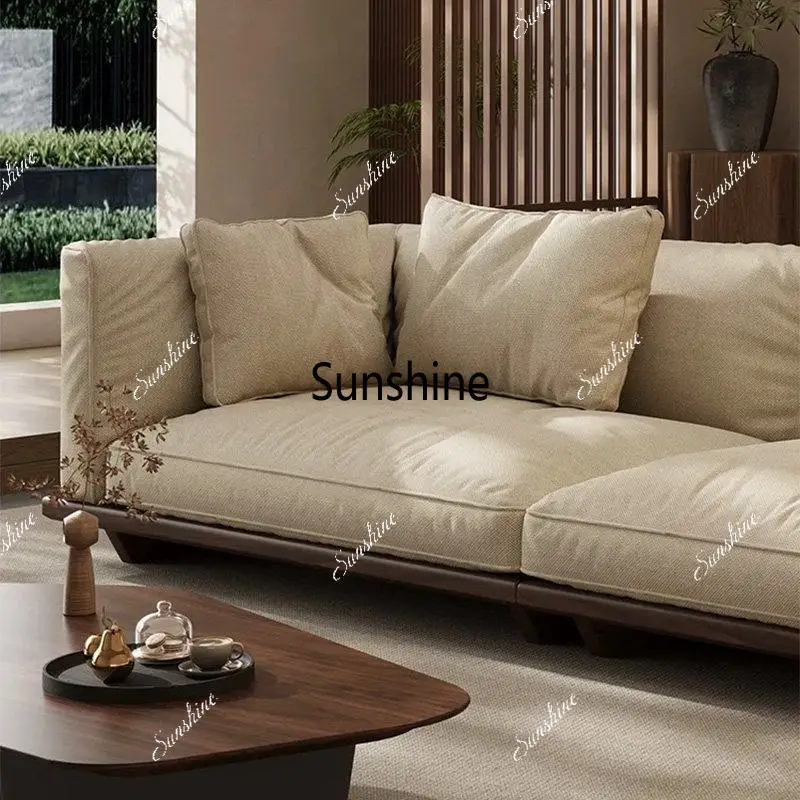 New Chinese black walnut sofa three-person living room modern minimalist style