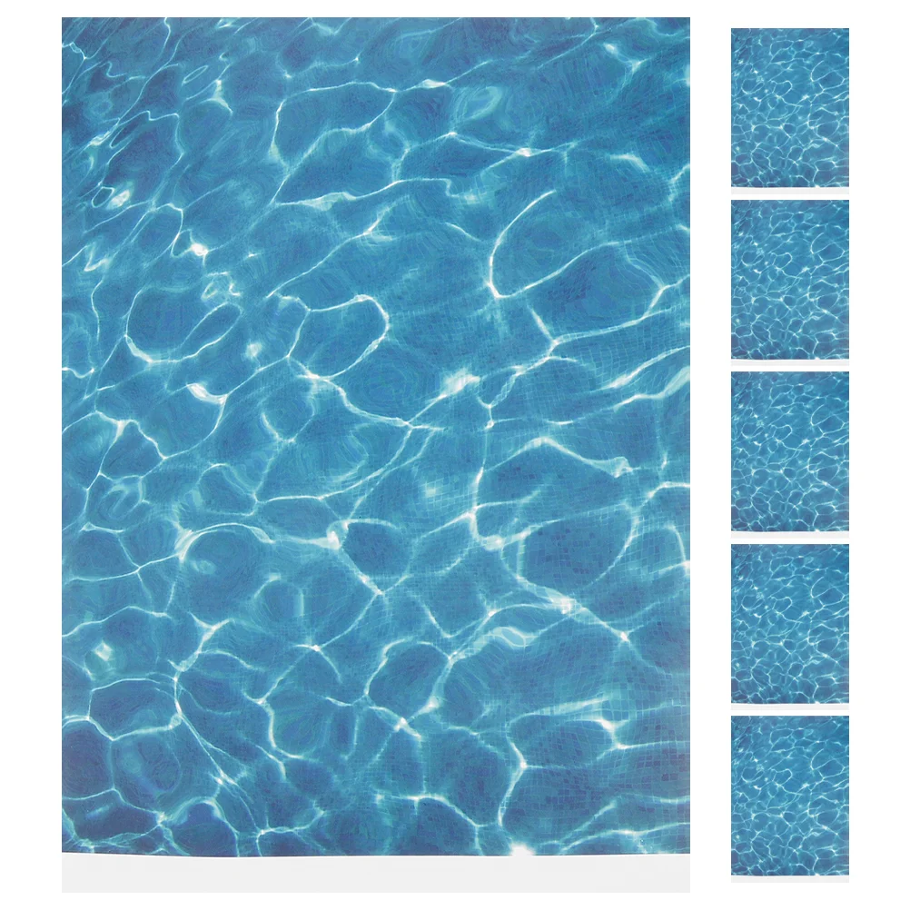 

6 Sheets Honey Dispenser Decorative Stickers Floor Ocean Waves Water Pattern Paper Sky-blue