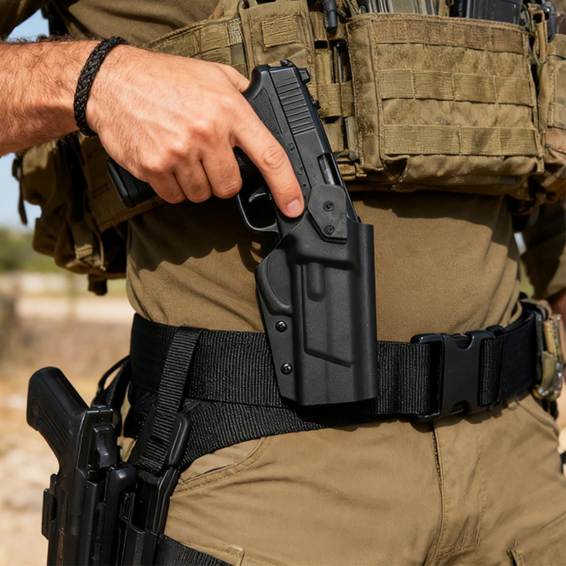 

92g Thumb Release Holster Tactical Quick Release Holster K-Plate Hunting Quick Release Waist-Mounted Gaiter Holster For 92 Gun