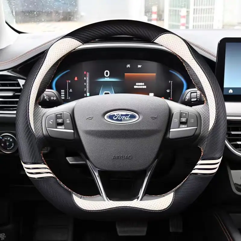 D Type Car Steering Wheel Cover For Ford Focus ST-Line Fiesta ST-Line 2018-2019 Fiesta ST 2019 Focus ST 2019-2020 Escort EVOS 2