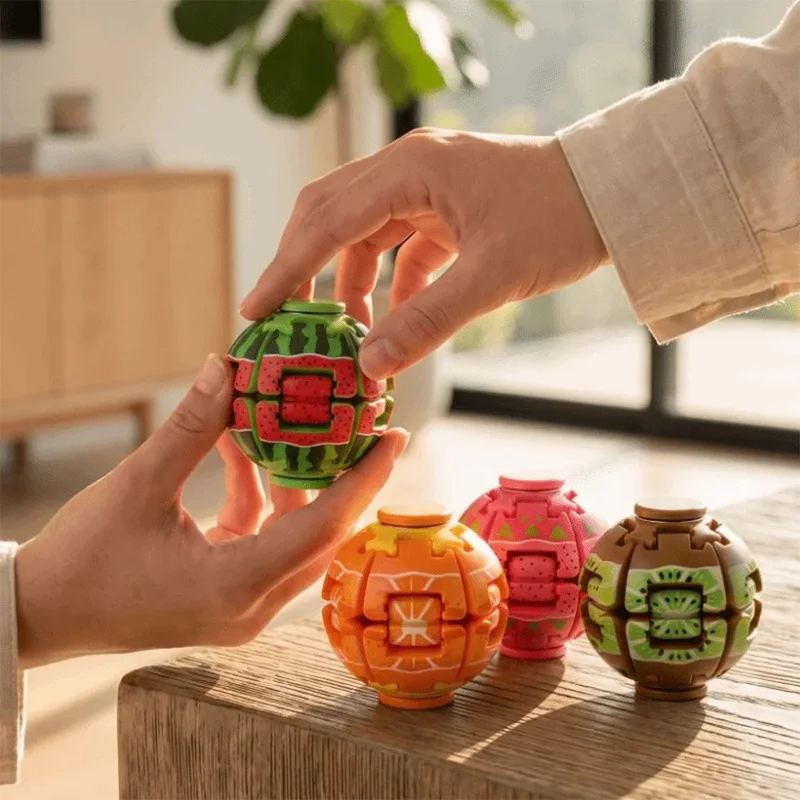 Fruit Press Spin 3d Fidget Spinner Stress Relief Ball Strawberry Watermelon Colorful Rotating Portable Fashion Desktop Ornament