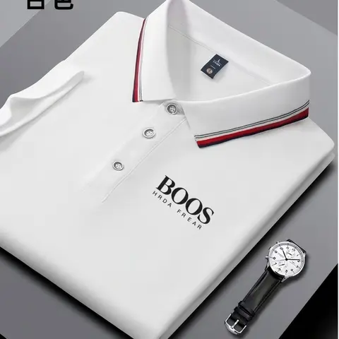자수 새 남성 비즈니스 캐주얼 반팔 폴로 셔츠, 패셔너블하고 통기성이 뛰어나고 편안하며 다재다능한 탑
