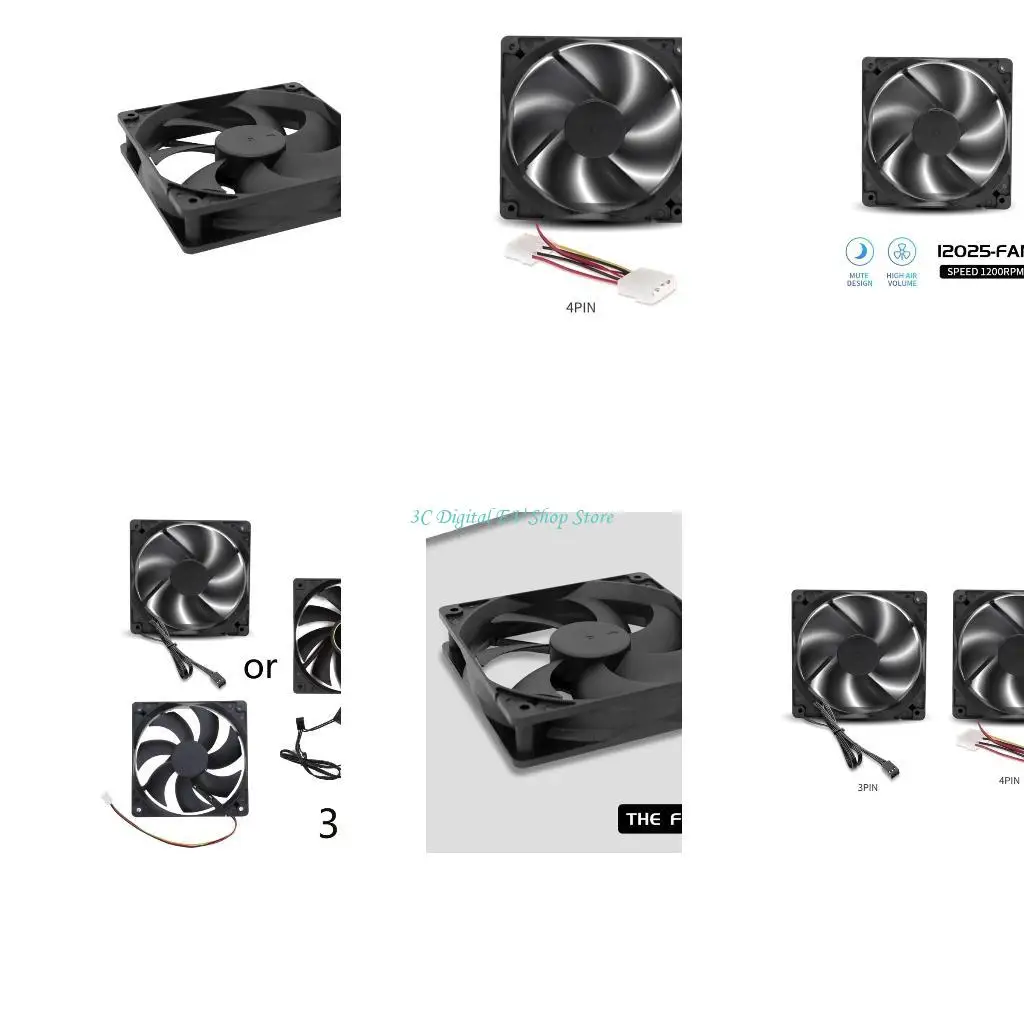 

E74D 120mm PC Case Fans 120mm High Quiet Edition 4Pin 3Pin Fans for Computer