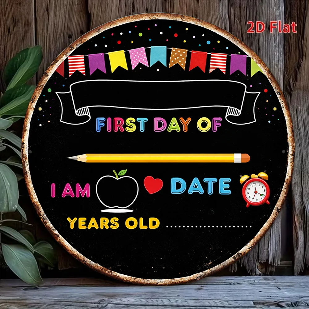 1pc 8*8In/20X20Cm 2D Flat Round Sign, Vintage Plaque about 