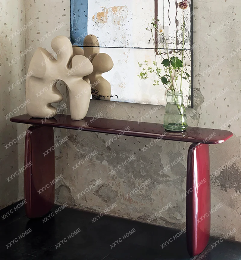 Entrance Table Case Modern Simple Italian Style Burgundy Entrance Cabinet Decorative Storage Table End View Table