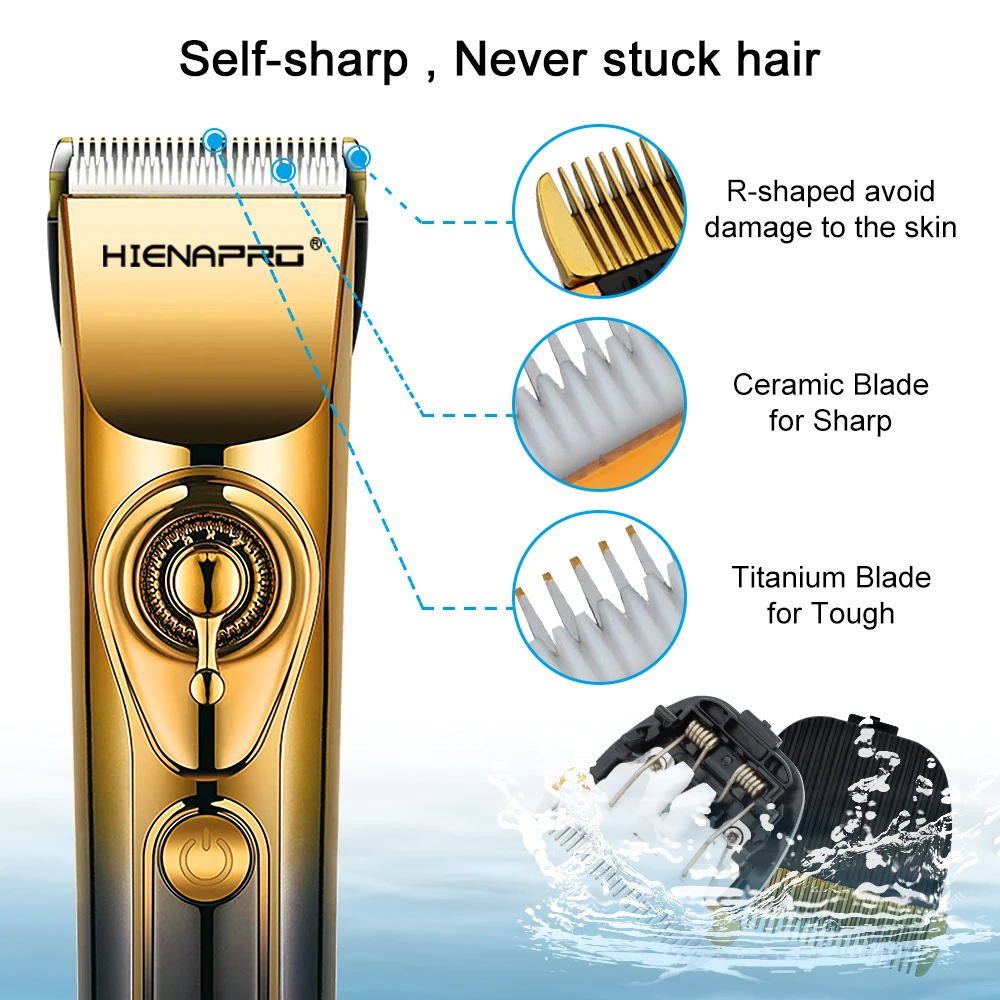 ماكينة حلاقة hien Pro-Barber مع شاشة LCD ، التيتانيوم ، الفولاذ ، شفرة السيراميك ، ماكينة قص اللحية الاحترافية ، الحلاقة ، ماكينة قص الشعر