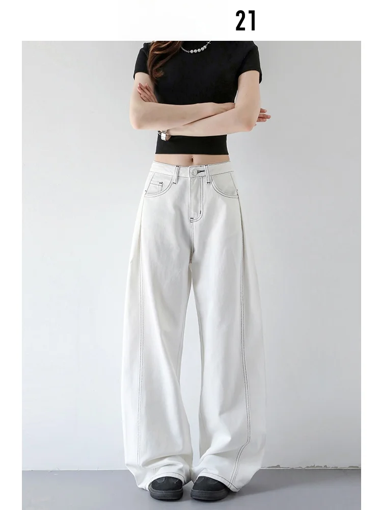Calça Jeans Feminina Forever 21 Estilo Americano Cintura Alta Perna Larga Tubo Reto Nova Coleção Primavera Verão Efeito Emagrecedor Casual