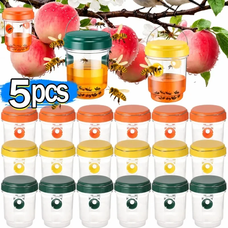 5/1PCS Large Wasp Traps Waterproof Hanging Hornets Trap for Indoor Outdoor Reusable Garden Fruit Fly Catcher Pest Control Tools