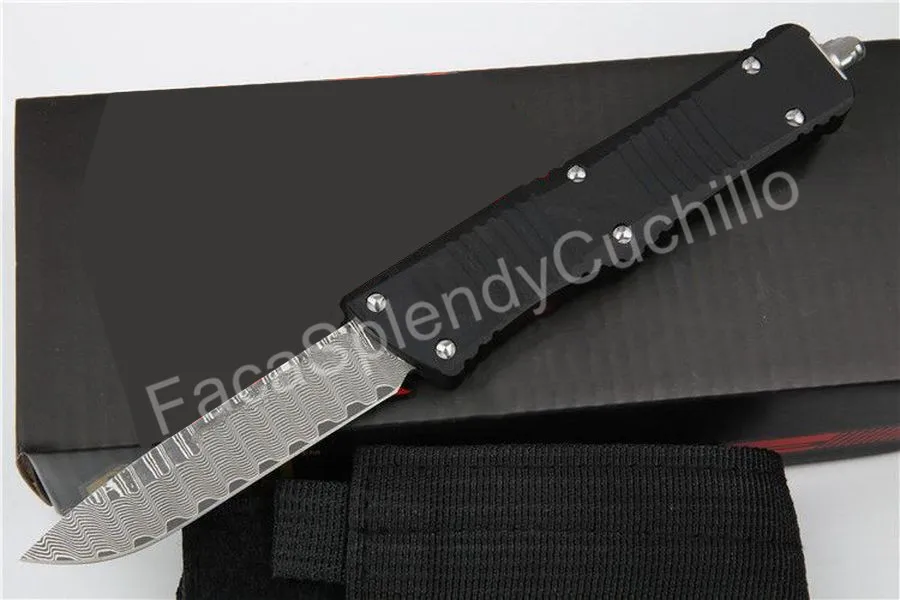 Cuchillo táctico de doble acción para pesca, herramienta de supervivencia EDC, troón de dinosaurio mediano, Damasco/D2