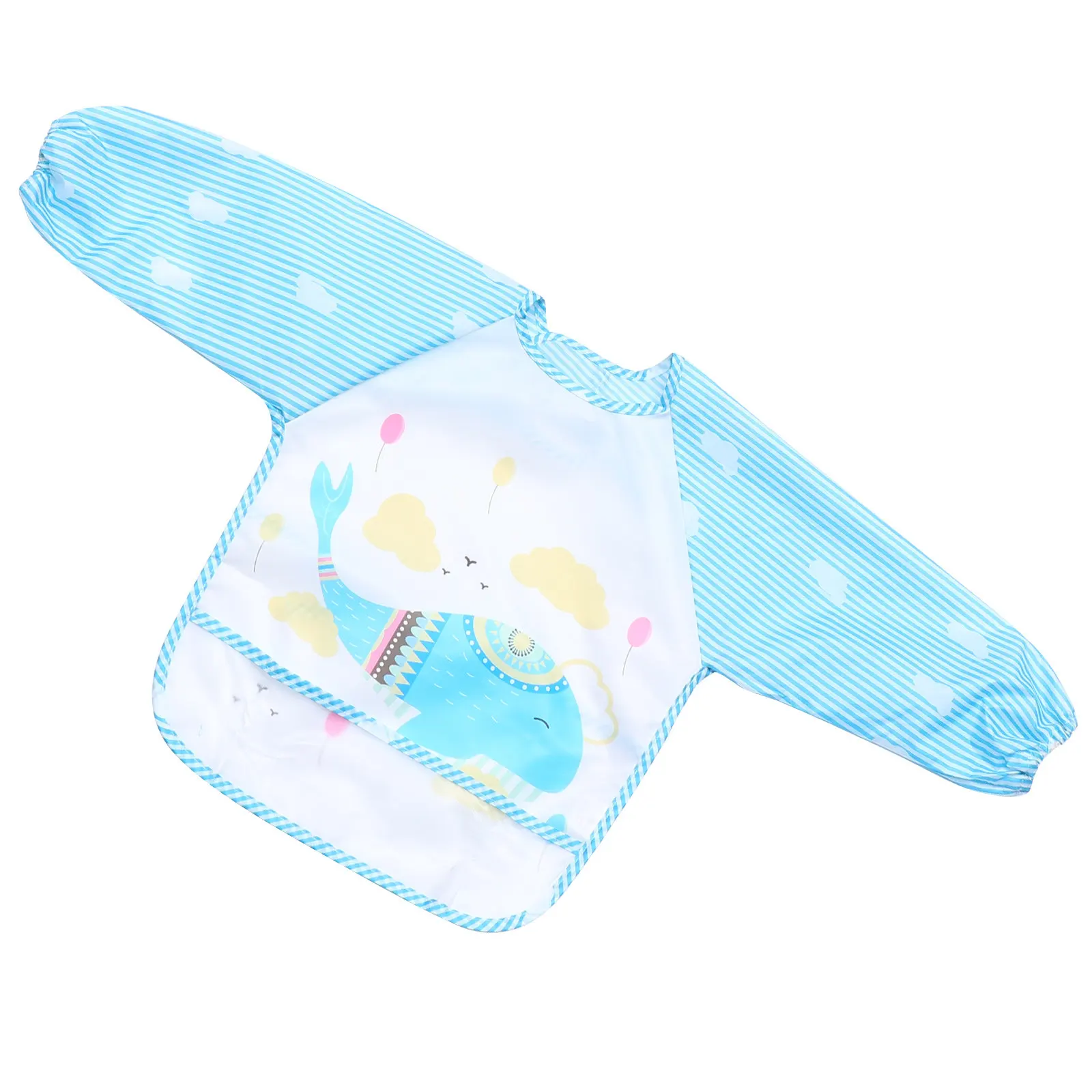 

Waterproof Baby Apron Bibs Long Sleeve Dust Proof Over Clothes Infant Smock Blue Unisex Protect Clothes Food Stains Children