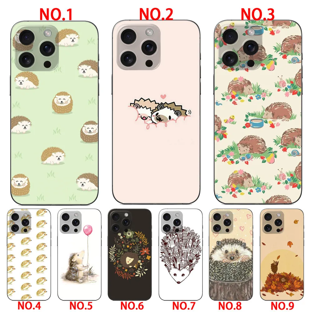 Animal cute cartoon hedgehog painting phone case all model  for iPhone 16E 17E SE4 17 17 air 17 Pro 17 Pro Max 5 5S SE 2016