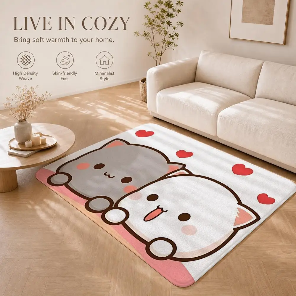 Cute Character Duo b-bubu&dudu Floor Mat Non-Slip Absorbent Floor Mat Decorative Rug for Home Bathroom Bedroom Entryway