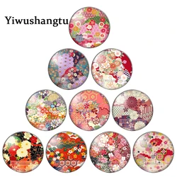 Fashion Japanese style flower Colorful Patterns 12mm/18mm/20mm/25mm Round photo glass cabochon demo flat back Making findings