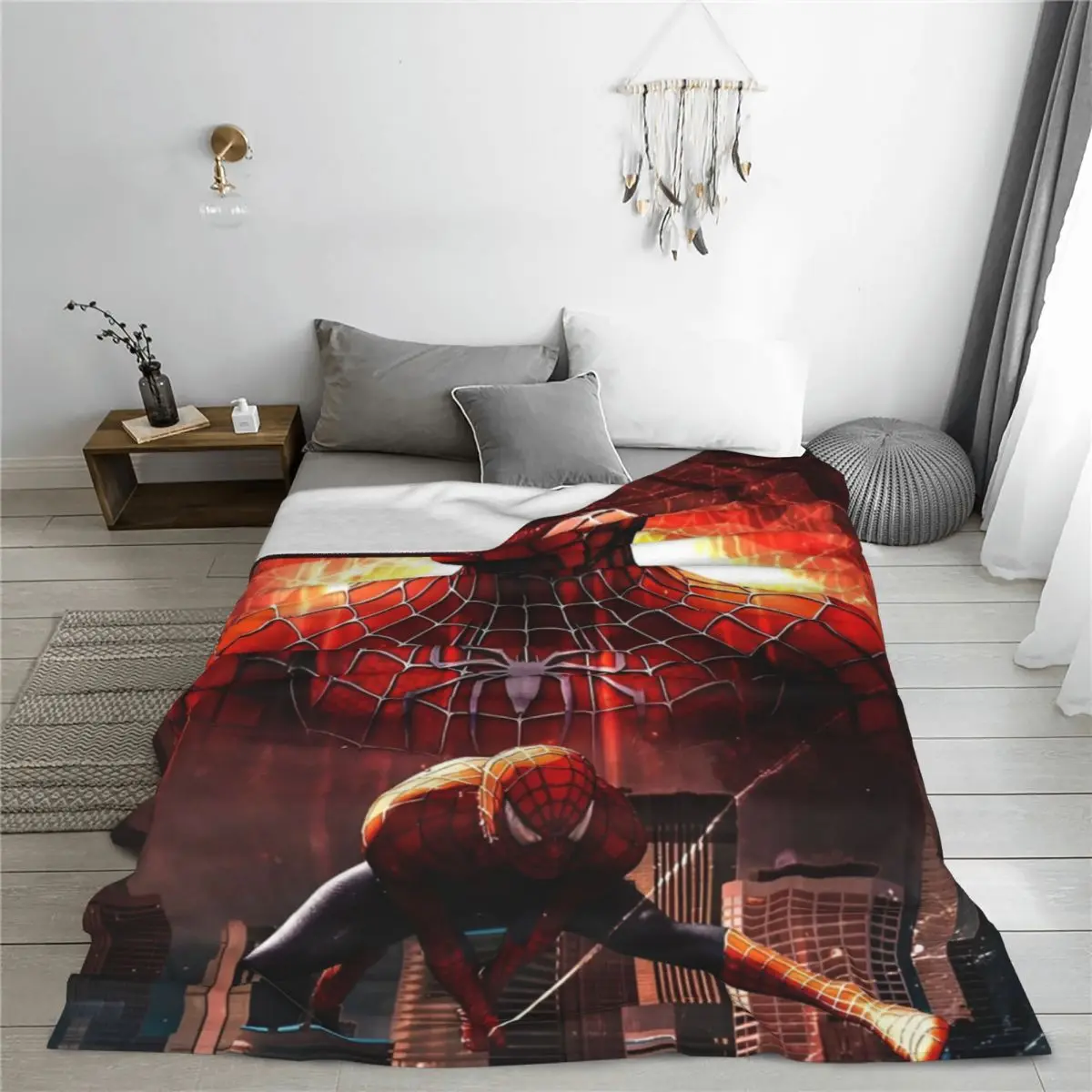 Spider-Man Comic Handsome Cool Blanket Fleece Print Cartoon Anime Lightweight Thin Throw Blanket for Home Travel Bedding Throws image 2