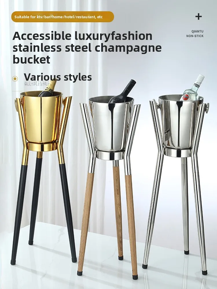 Double Stainless Steel Ice  Shelf Champagne  Shelf European Champagne Bar Hotel Room Furnishing Bucket